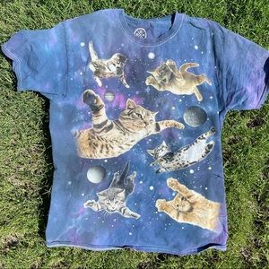 kitty cats in space galaxy graphic t shirt